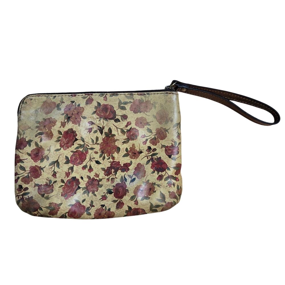 Patricia Nash Cassini Floral Leather Wristlet Zipper Pouch